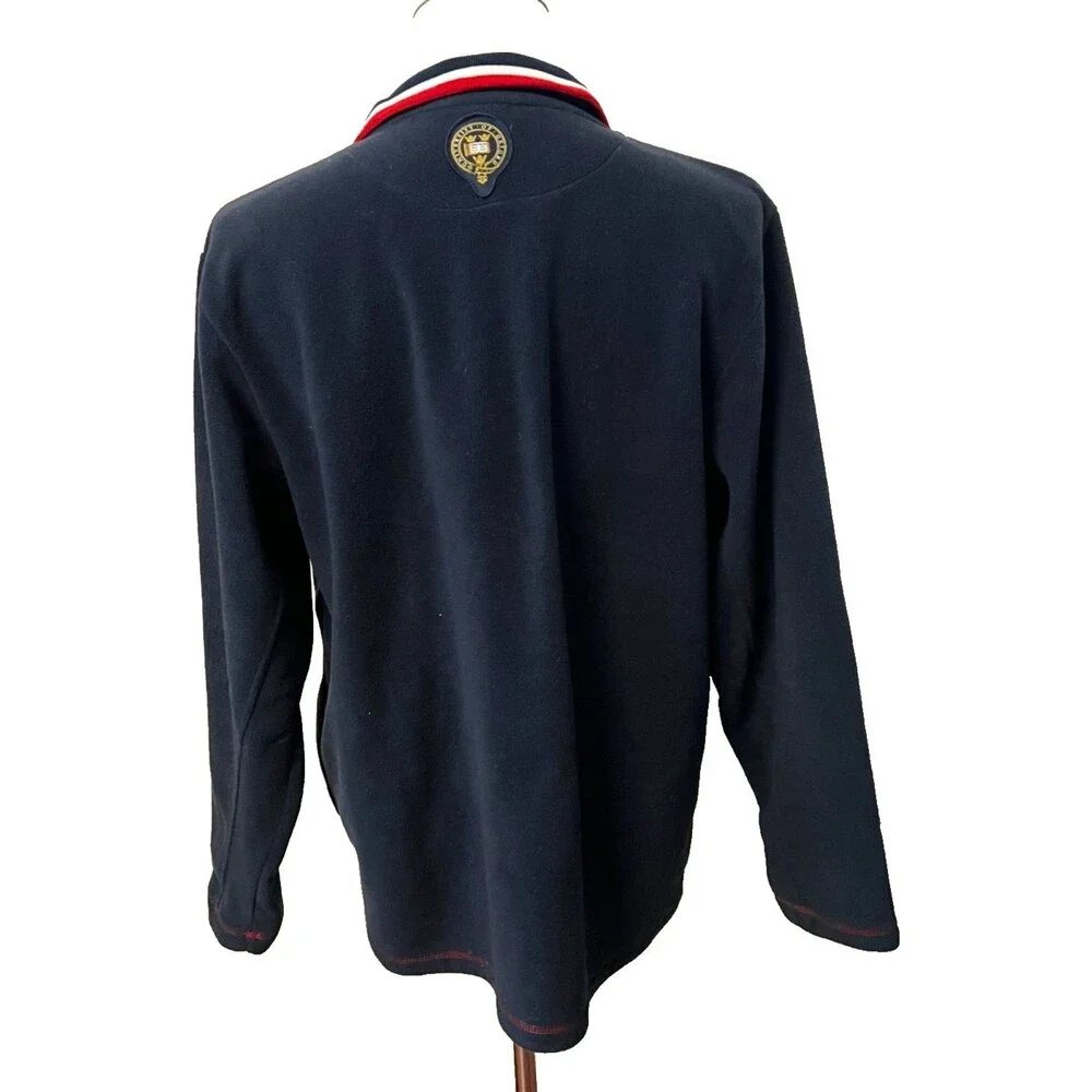 Oxford University Mens L Fleece Jacket Full Zip Sweatshirt Navy Blue Knit Collar